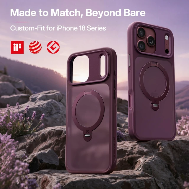 Alt view image 2 of 7 - Burgundy for iPhone 18 Pro Case with 360 Spin Magnetic Stand | Fit for MagSafe, Patented Stand, Drop Protection, Shockproof Ring Holder Matte 18 Pro Case 6.3'', Hands-Free Viewing, Travel
