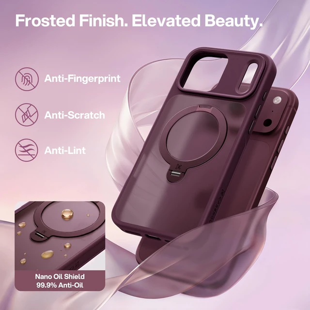 Alt view image 7 of 7 - Burgundy for iPhone 18 Pro Case with 360 Spin Magnetic Stand | Fit for MagSafe, Patented Stand, Drop Protection, Shockproof Ring Holder Matte 18 Pro Case 6.3'', Hands-Free Viewing, Travel