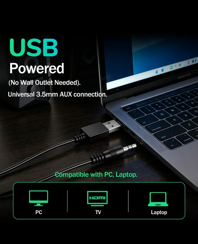 Alt view image 7 of 7 - PC Speakers for Desktop, 2.0 Channel Touch Control Volume Light | USB powered, 3.5mm AUX plug and play for PC, laptop, monitor;2 cables, up to 78 in, RGB lighting , front volume knob