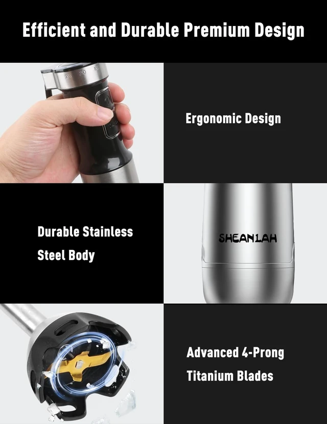 Alt view image 7 of 7 - 1000W Powerful Immersion Blender handheld, 2026 New Update Hand Blender with 25-Speed, Scratch-Resistant Corded Hand Mixer with Heavy-Duty Copper Brushless Motor and Gift Box