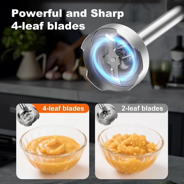 Alt view image 2 of 7 - Immersion Blender Handheld 1200W, 20-speeds, 5-in-1 Handheld Mixer | Mining Beaker,Chopper,Whisk, Frother and Stick Blender Suitable for Kitchen, Protein Shakes and Baby Food - Silver