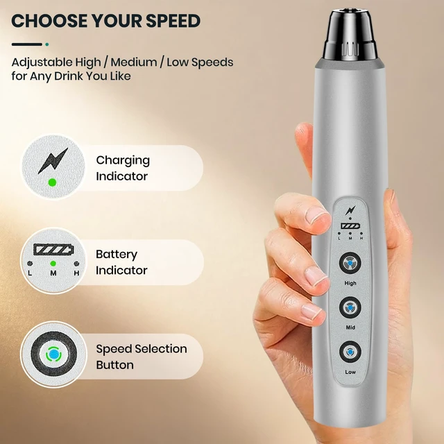 Alt view image 5 of 7 - Milk Frother Handheld Rechargeable, Frother Wand Drink Mixer Electric Whisk for Coffee, Detachable With 3 Stainless Whisks, Hand Mixer for Lattes, Cappuccino, Matcha, Egg, No Stand, Silver