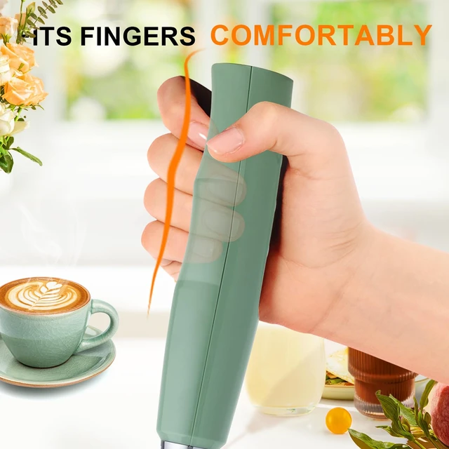 Alt view image 5 of 7 - Handheld Milk Frother Wand for Coffee, Rechargeable Electric Whisk | Drink Mixer Wand Coffee Frother Handheld With 3 Heads 3 Speeds For Latte, Cappuccino, Hot Chocolate, Egg, No Stand, Granite