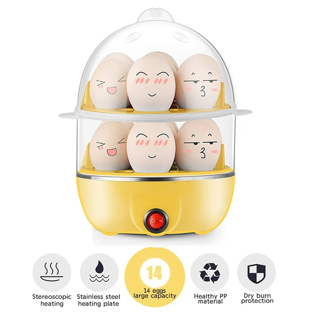 Alt view image 2 of 7 - 14-Egg 2 Tiers Electric Egg Cooker for Hard Boiled Eggs Egg Steamer Yellow | 2 Layers Hard Boiled Egg Cooker with Auto Shut-Off, Egg Boiler Machine Kitchen Essentials Gift for Women Men Cool Stuff