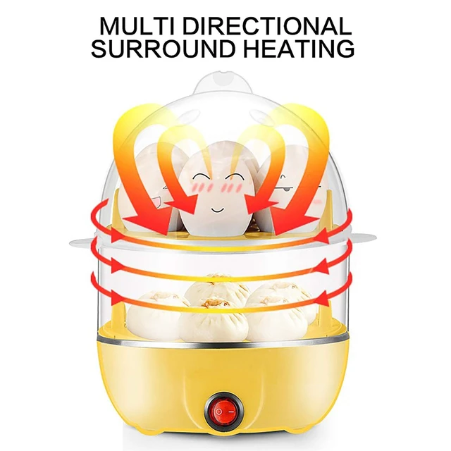 Alt view image 6 of 7 - 14-Egg 2 Tiers Electric Egg Cooker for Hard Boiled Eggs Egg Steamer Yellow | 2 Layers Hard Boiled Egg Cooker with Auto Shut-Off, Egg Boiler Machine Kitchen Essentials Gift for Women Men Cool Stuff