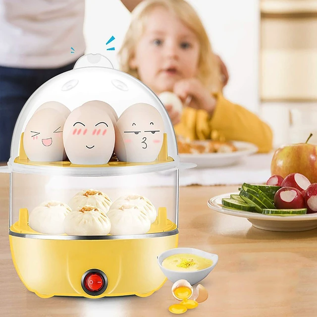 Alt view image 7 of 7 - 14-Egg 2 Tiers Electric Egg Cooker for Hard Boiled Eggs Egg Steamer Yellow | 2 Layers Hard Boiled Egg Cooker with Auto Shut-Off, Egg Boiler Machine Kitchen Essentials Gift for Women Men Cool Stuff