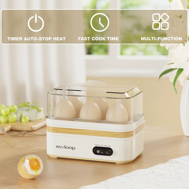 Alt view image 3 of 7 - Rapid Egg Cooker Electric 6 Eggs Capacity, Soft, Medium, Hard Boiled, Poacher, Omelet Maker Egg Poacher With Auto Shut-Off, BPA Free-White