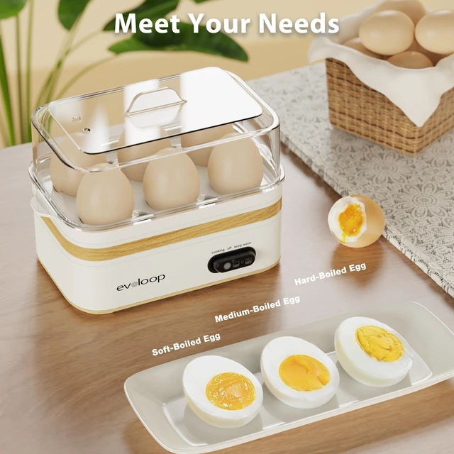 Alt view image 2 of 7 - Rapid Egg Cooker Electric 6 Eggs Capacity, Soft, Medium, Hard Boiled, Poacher, Omelet Maker Egg Poacher With Auto Shut-Off, BPA Free-White