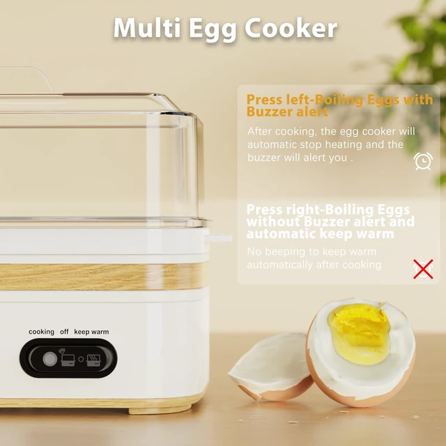 Alt view image 4 of 7 - Rapid Egg Cooker Electric 6 Eggs Capacity, Soft, Medium, Hard Boiled, Poacher, Omelet Maker Egg Poacher With Auto Shut-Off, BPA Free-White
