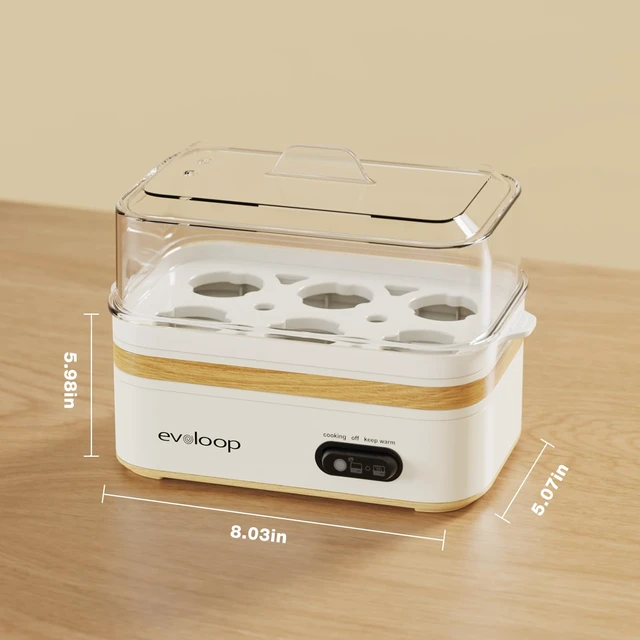Alt view image 7 of 7 - Rapid Egg Cooker Electric 6 Eggs Capacity, Soft, Medium, Hard Boiled, Poacher, Omelet Maker Egg Poacher With Auto Shut-Off, BPA Free-White