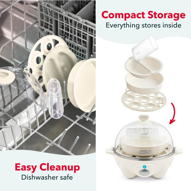 Alt view image 6 of 7 - Rapid Egg Cooker, 7 Eggs, Hard Boiled, Poached & Omelettes, Cream | Electric Egg Poacher, Boiler, Steamer & Omelette Maker, Soft, Medium or Scrambled Eggs, Auto Shut-Off, BPA-Free