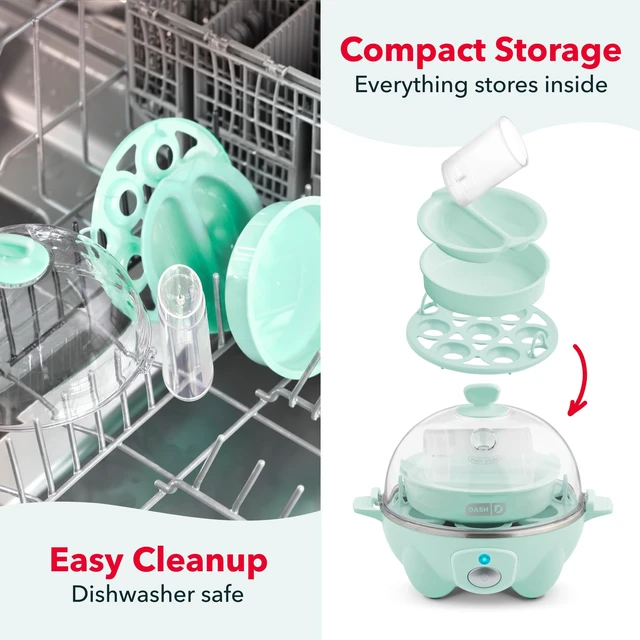 Alt view image 6 of 7 - Rapid Egg Cooker, 7 Eggs, Hard Boiled, Poached & Omelettes, Aqua | Electric Egg Poacher, Boiler, Steamer & Omelette Maker, Soft, Medium or Scrambled Eggs, Auto Shut-Off, BPA-Free