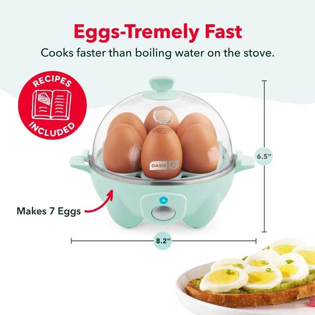 Alt view image 2 of 7 - Rapid Egg Cooker, 7 Eggs, Hard Boiled, Poached & Omelettes, Aqua | Electric Egg Poacher, Boiler, Steamer & Omelette Maker, Soft, Medium or Scrambled Eggs, Auto Shut-Off, BPA-Free