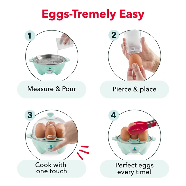 Alt view image 5 of 7 - Rapid Egg Cooker, 7 Eggs, Hard Boiled, Poached & Omelettes, Aqua | Electric Egg Poacher, Boiler, Steamer & Omelette Maker, Soft, Medium or Scrambled Eggs, Auto Shut-Off, BPA-Free