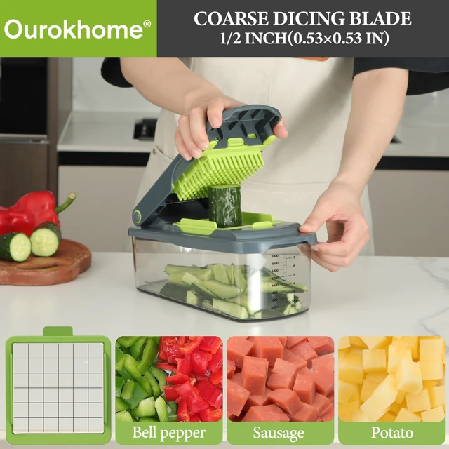 Alt view image 2 of 7 - Vegetable Chopper Onion Cutter with Container Multifunctional Food Chopper with 2 Blades, Salad Spinner Lettuce Dryer, One-handed Easy Press Large Vegetable Dryer Salad Mixer