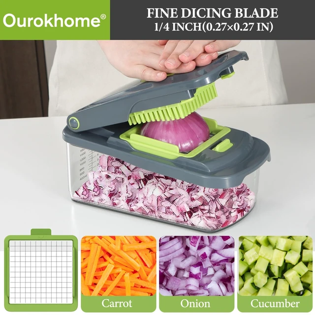 Alt view image 3 of 7 - Vegetable Chopper Onion Cutter with Container Multifunctional Food Chopper with 2 Blades, Salad Spinner Lettuce Dryer, One-handed Easy Press Large Vegetable Dryer Salad Mixer