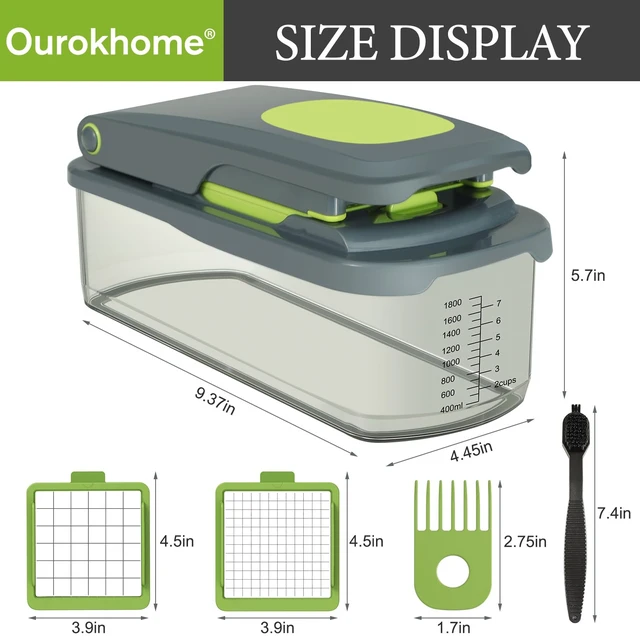 Alt view image 5 of 7 - Vegetable Chopper Onion Cutter with Container Multifunctional Food Chopper with 2 Blades, Salad Spinner Lettuce Dryer, One-handed Easy Press Large Vegetable Dryer Salad Mixer