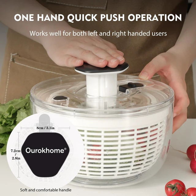 Alt view image 6 of 7 - Vegetable Chopper Onion Cutter with Container Multifunctional Food Chopper with 2 Blades, Salad Spinner Lettuce Dryer, One-handed Easy Press Large Vegetable Dryer Salad Mixer