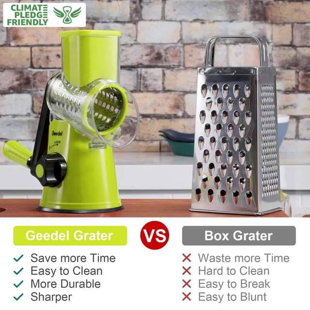 Alt view image 2 of 7 - Rotary Cheese Grater, Kitchen Mandoline Vegetable Slicer with 3 Interchangeable Blades, Easy to Clean Grater and Vegetable Chopper, Onion Chopper Pro Food Chopper, Kitchen Slicer