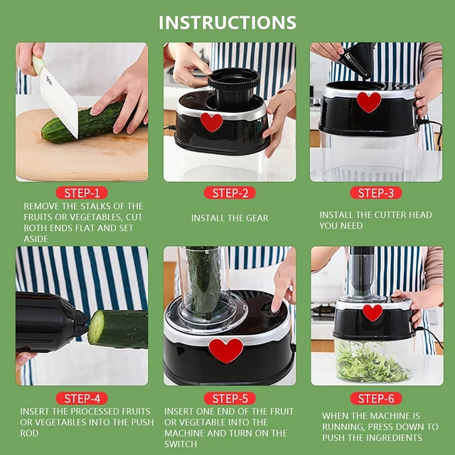 Alt view image 5 of 7 - Vegetable Slicer,Electric Vegetable Fruit Food Quick Cutter Chopper Grater Kitchen Slicer Tool 2L with User Manual,Stainless steel for Potato, Onion, Cucumber