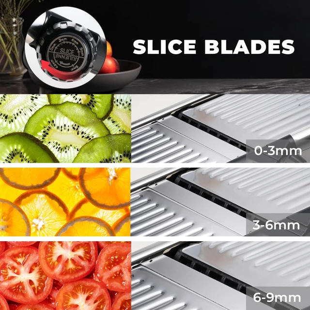 Alt view image 5 of 7 - 5in1 Adjustable Mandoline Slicer, Stainless Steel Vegetable Cutter | Ultra Sharp Blades, NonSlip Base, Safety Food Holder Included, Julienne Slicer & Shredder for Potato, Onion, Cabbage
