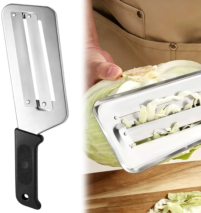 Main image of Cabbage Shredder for Coleslaw, Stainless Steel Double Blade Vegetable Slicer, Handheld Mandoline Chopper for Lettuce Cucumber Carrot, Kitchen Grater for Sauerkraut Kimchi (1 Pack Black)