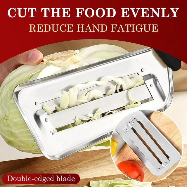 Alt view image 3 of 7 - Cabbage Shredder for Coleslaw, Stainless Steel Double Blade Vegetable Slicer, Handheld Mandoline Chopper for Lettuce Cucumber Carrot, Kitchen Grater for Sauerkraut Kimchi (1 Pack Black)