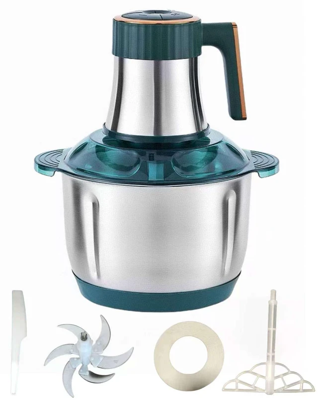 Main image of 5L Electric Meat Grinder, 500W Vegetable Chopper & food grinder | 5L stainless steel bowl, 500W motor, five speeds, six-blade assembly, safety lock, and overheat protection