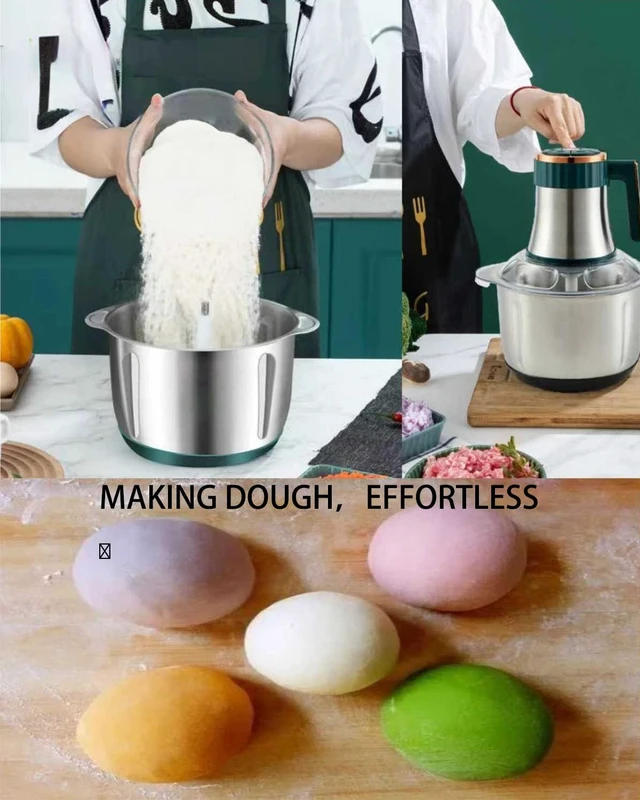 Alt view image 3 of 7 - 20 Cups Large Capacity Food Processor, Electric Meat Grinder | 500W Powerful Motor 6 Bi-Level Blade Meat mincer for Vegetable Chopper, Nuts, Onion, Garlic with 304 Stainless Steel Bowl