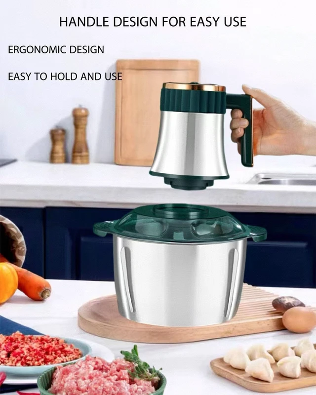 Alt view image 5 of 7 - 5L Electric Meat Grinder, 500W Vegetable Chopper & food grinder | 5L stainless steel bowl, 500W motor, five speeds, six-blade assembly, safety lock, and overheat protection