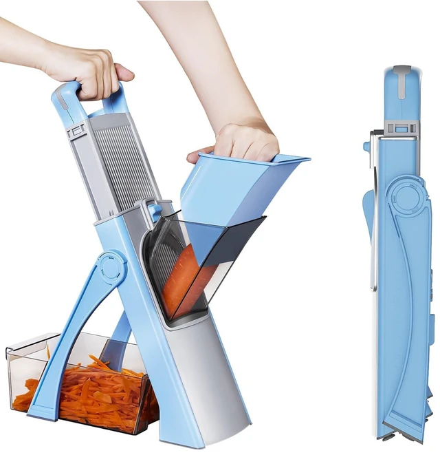 Main image of Upgrade Safe Mandoline Slicer for Kitchen, 5-in-1 Vegetable Chopper & Potato Slicer with Thickness Adjuster, French Fry Cutter & Veggie Dicer, Faster Meal Prep, Adjustable Slicer for Kitchen