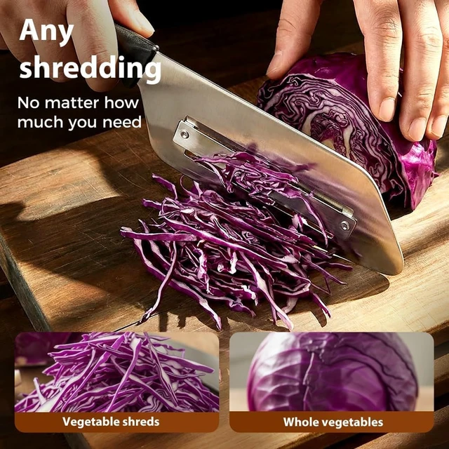 Alt view image 4 of 7 - 2026 Upgraded Stainless Steel Cabbage Cutter & Vegetable Slicer Multifunctional Cortador de Repollo for Shredded Cabbage, Sauerkraut, Carrots & More, with Silicone Finger Grips (Red)