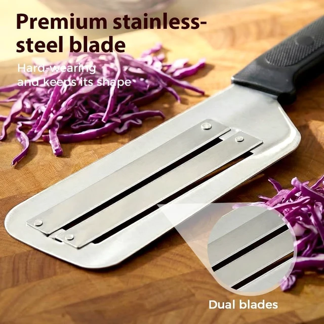 Alt view image 3 of 7 - 2026 Upgraded Stainless Steel Cabbage Cutter & Vegetable Slicer Multifunctional Cortador de Repollo for Shredded Cabbage, Sauerkraut, Carrots & More, with Silicone Finger Grips (Red)
