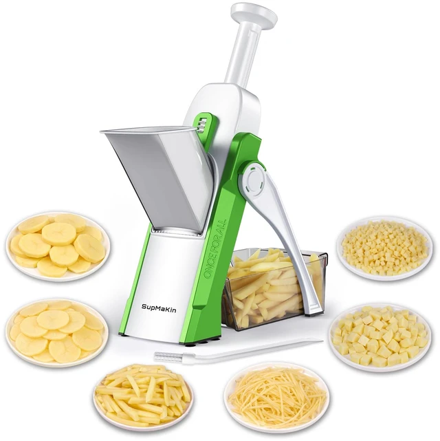 Main image of Safe Potato Slicer, Chips French Fry Cutter Adjustable 1-8 mm | Julienne Dicer,Vegetables Slicer Fry Food Cutter,Stainless Steel Blades, Foldable Dishwasher Safe,Gifts