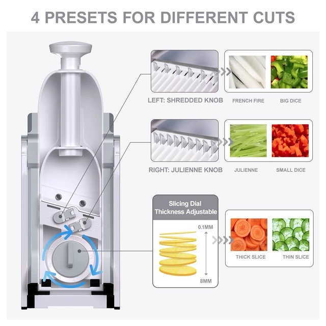 Alt view image 3 of 7 - Safe Mandoline Slicer, Potato Slicer Maual Vegetable Chopper Adjustable Thickness Food Cutter, Kitchen Chopping Artifact for Cooking Meal Prep (Gray)
