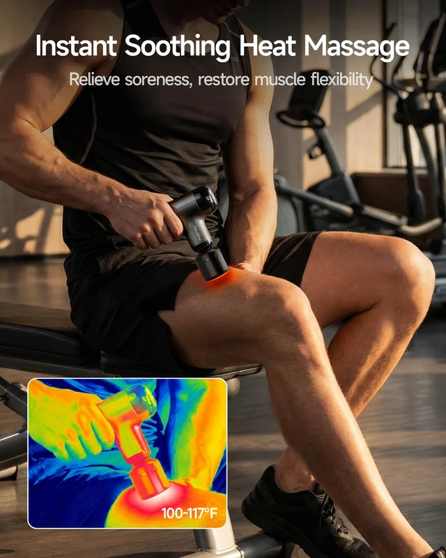 Alt view image 6 of 7 - Mini Massage Gun, Deep Tissue Handheld Massager with Heat & Cold | Pocket-sized Design, Portable Percussion Massager, Muscle Soreness Relief and Post-Workout Recovery, FSA Eligible HSA