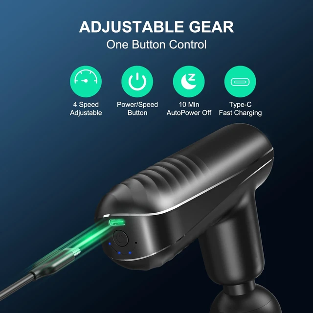 Alt view image 3 of 6 - Mini Massage Gun for Deep Tissue Percussion - Portable Handheld Massager for Muscle Relaxation with 4 Massage Heads High-Intensity Vibration Rechargeable Small Massage Gun