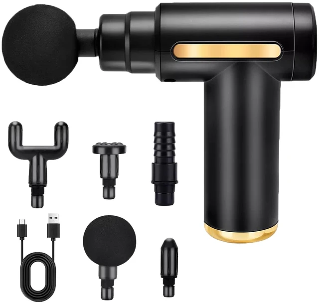 Main image of Portable Mini Massage Gun, Deep Tissue Percussion Muscle Massager with 6 Speeds, 4 Massage Heads, Type-C Rechargeable, for Muscle Relaxation, Pain Relief, Gym, Office, Home