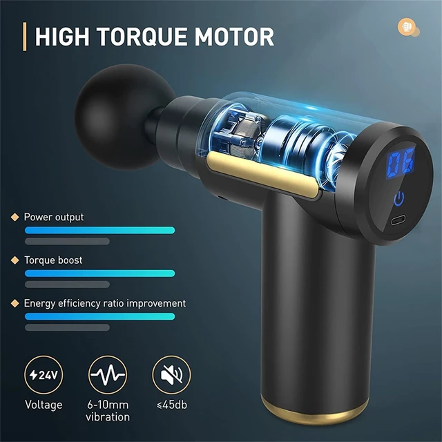 Alt view image 3 of 7 - Portable Mini Massage Gun, Deep Tissue Percussion Muscle Massager with 6 Speeds, 4 Massage Heads, Type-C Rechargeable, for Muscle Relaxation, Pain Relief, Gym, Office, Home