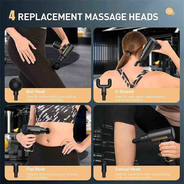 Alt view image 7 of 7 - Portable Mini Massage Gun, Deep Tissue Percussion Muscle Massager with 6 Speeds, 4 Massage Heads, Type-C Rechargeable, for Muscle Relaxation, Pain Relief, Gym, Office, Home