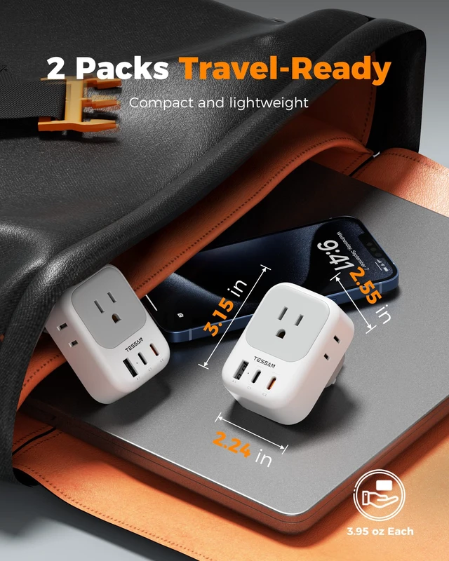 Alt view image 5 of 7 - UK Travel Adapters PD 20W, 2 Pack Type G | 4 Outlets 3 USB (2 USB-C), US to UK Ireland London Scotland England, Kenya Dubai Singapore Hong Kong