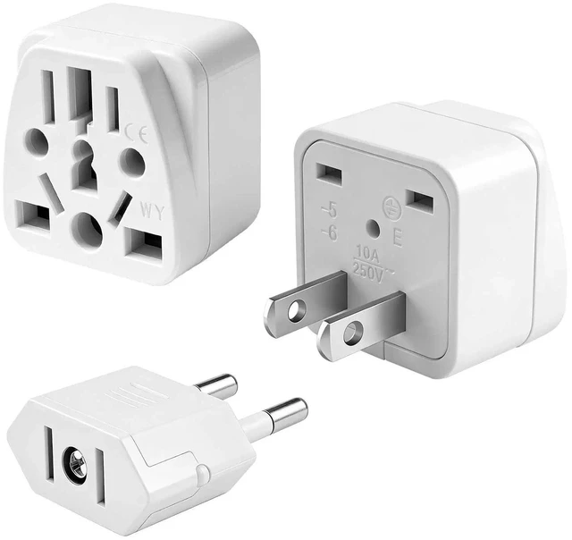Main image of 2 Pack UK to US Plug Adapter, US to China Plug Adapter | UK,AU,in,CN,JP,Asia,Italy,Brazil,EU to US Plug Adapter(Type A), Australia to USA Plug Adapter, White