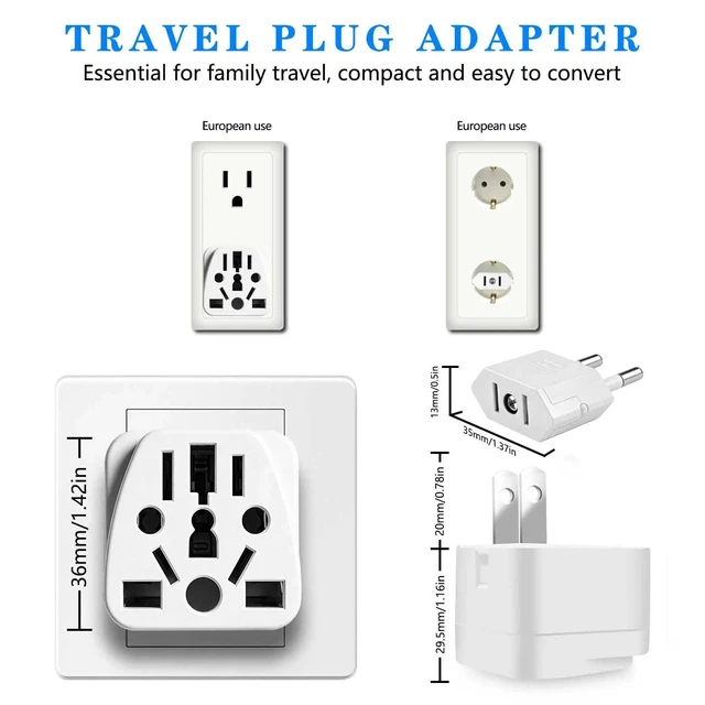 Alt view image 2 of 7 - 2 Pack UK to US Plug Adapter, US to China Plug Adapter | UK,AU,in,CN,JP,Asia,Italy,Brazil,EU to US Plug Adapter(Type A), Australia to USA Plug Adapter, White