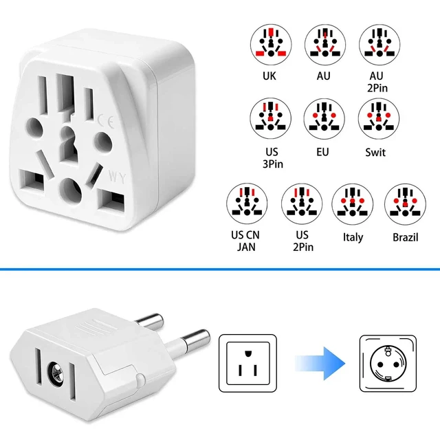 Alt view image 3 of 7 - 2 Pack UK to US Plug Adapter, US to China Plug Adapter | UK,AU,in,CN,JP,Asia,Italy,Brazil,EU to US Plug Adapter(Type A), Australia to USA Plug Adapter, White