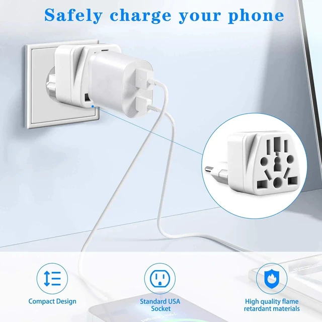 Alt view image 4 of 7 - 2 Pack UK to US Plug Adapter, US to China Plug Adapter | UK,AU,in,CN,JP,Asia,Italy,Brazil,EU to US Plug Adapter(Type A), Australia to USA Plug Adapter, White