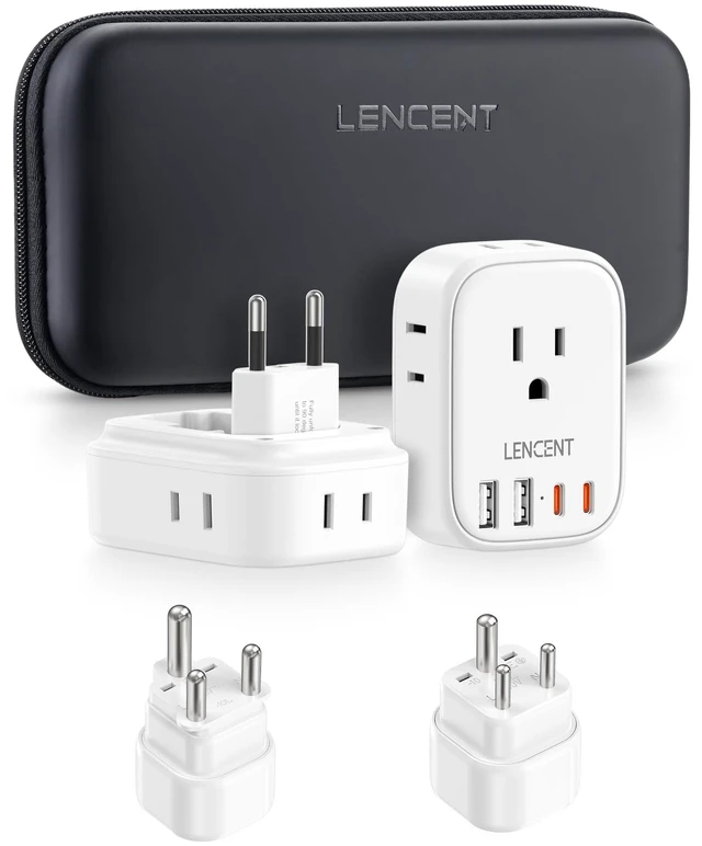 Main image of Type C and Type D M Universal Travel Adapter Kit | with 4 Outlets 4 USB Ports(2 USB C), International Power Adapter Plug for Namibia India South Africa Europe Italy Spain Nepal