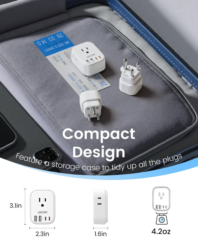 Alt view image 5 of 7 - Type C and Type D M Universal Travel Adapter Kit | with 4 Outlets 4 USB Ports(2 USB C), International Power Adapter Plug for Namibia India South Africa Europe Italy Spain Nepal