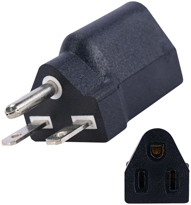 Main image of 6-15P to 5-15R US Plug Adapter ,Electrical Converter,3Prong ,110V / 120V to 220V / 240V,15A,Black,1PK