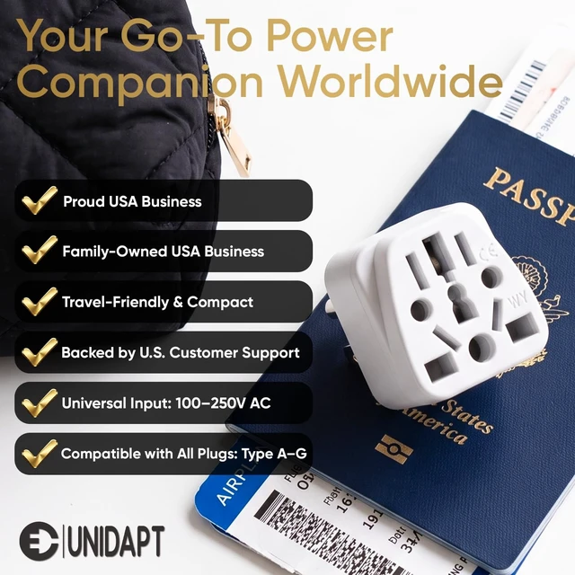 Alt view image 7 of 7 - US Travel Plug Adapter, EU to USA Type B Grounded Plug, 1-Pack | Grounded 3 Prong American Wall Plug, Australia NZ to America Travel Adaptor Pin Converter, Power Outlet Charger