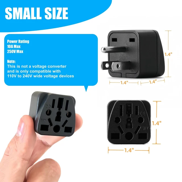 Alt view image 5 of 7 - 2 Pack US Travel Plug Adapter, Type B Wall Outlet Power Charger Converter | EU,AU,UK,CN,to USA(Type B),Grounded 3 Prong for USA Wall Plug